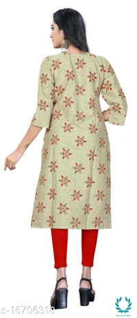 Women Cotton Maternity Applique Kurti - M (Bust Size: 38 in, Size Length: 44 in) , Light Green, Cotton, Single